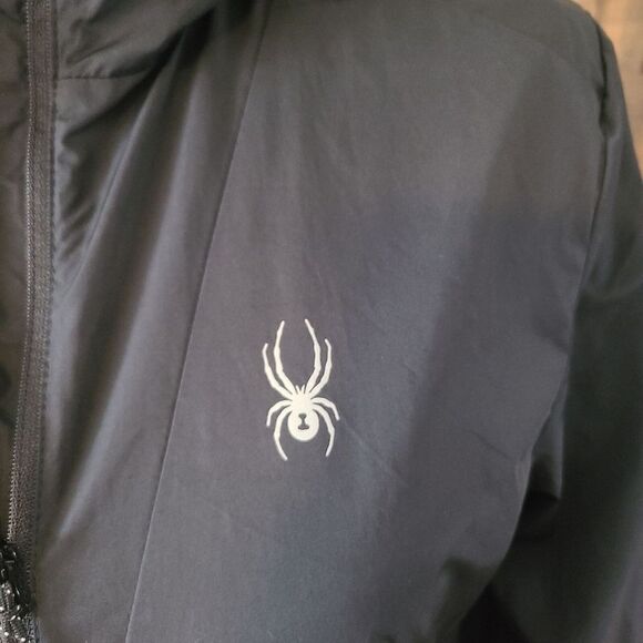 Spyder Vista Jacket Womens Medium Full Zip Hooded Lightweight Black Windbreaker - Picture 3 of 8